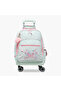 Butterfly Print Trolley Backpack with Retractable Handle and Zip Closure - 18 Inches