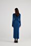 Draped Slit Long Yasmiin Dress Blue - 5