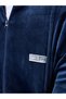 Boys Navy Velvet Zip-Up Jacket with Badge Detail - 3