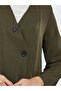 Olive Wrap Button Front Winter Abaya - 4