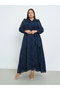 Plus Size Navy Blue Maxi Wrap Dress - 2