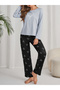 Heart Print Long Sleeve T-Shirt and Pyjama Set - 6