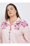 Plus Placement Floral Print Button Long Sleeve Shirt and Pyjama Set - 3