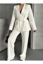 Tie-Waist Blazer Jacket Pants Suit