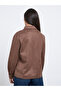 Brown Lace-Up Suede Look Shirt - 4