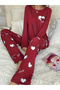 Heart Print Long Sleeve T-Shirt and Pyjama Set - 3