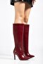 Syt-2004 Burgundy Wrinkled Patent Leather Daily Boots