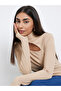 Beige Knit Top with Cut-Out Detail