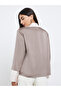 Women Brown Color Block Notch Lapel Button Down Shirt - 5