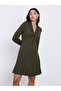 Olive Pleated Blazer Knee Length Dress - 3
