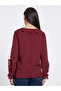 Maroon Frill Detail V Neck Chiffon Blouse - 4