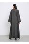 Charcoal Herringbone Pattern Winter Abaya - 4