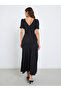 Black Puff Sleeves Maxi Dress with Buckle Accent - 4