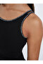 Black Slogan Binding Detail Ribbed Tank - 4