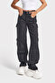Women's Black Color 1w5-1 Straight Cargo Fit Shiny Sequin Detailed Special Design Denim Jeans - 4