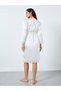 Lace Trim Side Slit Cut Slip Dress and Robe Set - 6