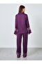 Matte Satin Lace Detail Shirt and Pyjama Set - 5