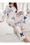 Butterfly Print Long Sleeve T-Shirt and Pyjama Set - 6