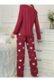 Heart Print Long Sleeve T-Shirt and Pyjama Set - 2