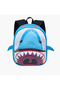 Shark Print Backpack with Adjustable Straps and Zip Closure - 13 inches