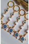 New Year's Luxury Gift 5-Piece Zircon Stone Evil Eye Beaded White Turtle Lucky Keychain 10.5 cm - 5