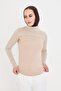 Beige Hijab Turtleneck Collar Sleeves Viscose Plain 1025_12 - 8