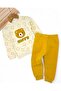 Baby Boy Winter 3-Thread Fleece-Lined Teddy Bear Embroidered B Printed Stylish Top and Bottom Set, 6-9-12-18-24 Months / - 2