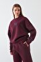 Women's Oversize Sweatshirt How Lucky Are We Printed Burgundy – Crew Neck, 3 Thread Ribbed - 2