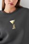 Women's Oversize Sweatshirt Martini Leopard Printed Smoked – Crew Neck, 3 Thread Ribbed - 4