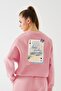Women's Oversize Sweatshirt How Lucky Are We Printed Pink – Crew Neck, 3 Thread Rastering