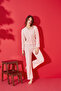Women's Ribbed Long Sleeve Pajama Set with Bow Detail