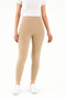 Sports Beige with Fleece Inside Shaping / Sculpting High Waist Corded Fabric Tights - 3
