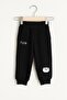 1-4 Years Unisex 3 Thread Ş Fleece-Lined Sweatpants – Black with Pat Embroidery 20304 - 2