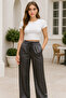 Women's Elastic Waist Wide Leg Satin Trousers - 3