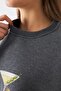 Women's Oversize Sweatshirt Martini Leopard Printed Smoked Melange – Crew Neck, 3 Thread Ribbed - 2