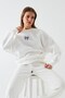 Women's Oversize Sweatshirt How Lucky Are We Printed White – Crew Neck, 3 Thread Rastering - 4