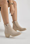 Women's Beige Suede Thermo Sole Zippered Heeled Boots