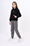 Black Girl Child Oversized Hooded Pocket Low Shoulder Printed Sweatshirt - 2 Thread - 7