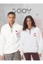Love Printed Half Zipper Sweatshirt Dear Couple Combination White Set of 2
