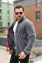 Men's Winter Trend Zippered Pocket Smoked Fleece Cardigan