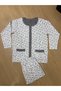 New Product... Winter Cotton Double-Layered Sha Fleece-Lined Umaş Wide Cut Open Front Gray Mother Pajama Set - 2