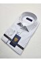 Regularfit Blue Striped Men's Shirt Stretch Fabric Stretch Fabric Collar with Button at the Bottom Ar0720711-01 - 5