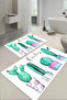 Digital Printed Colorful Cactus Model Bath Mat Toilet Set with Washable and Non-Slip Base - 3