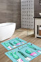 Digital Printed Colorful Cactus Model Bath Mat Toilet Set with Washable and Non-Slip Base - 4