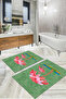 Digital Printed Palm Tree Patterned Bath Mat Toilet Set with Washable and Non-Slip Base - 5