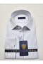 Regularfit Blue Striped Men's Shirt Stretch Fabric Stretch Fabric Collar with Button at the Bottom Ar0720711-01