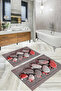 Digital Printed Washable and Non-Slip Based Footprint Patterned Bath Mat Toilet Set - 5