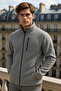Men's Zippered Basic Gray Loose Fleece