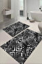 Digital Printed Washable and Non-Slip Based Palm Leaf Patterned Bath Mat Toilet Set - 3