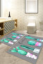 Digital Printed Colorful Cactus Model Bath Mat Toilet Set with Washable and Non-Slip Base - 6